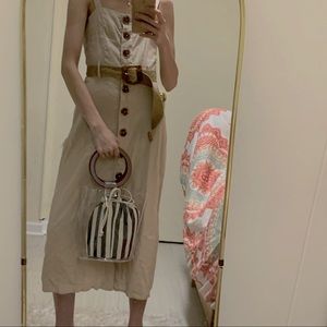 belted buttoned midi dress